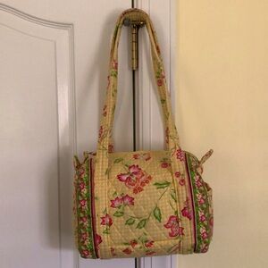 Floral shoulder bag with yellow, pink and green